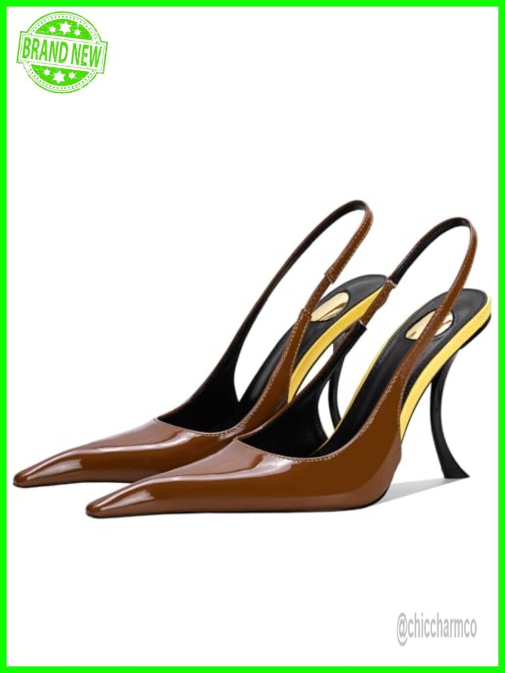 Women's Slingback Slingback Heels Pointed Toe Stiletto Kitten Heel Faux Leather